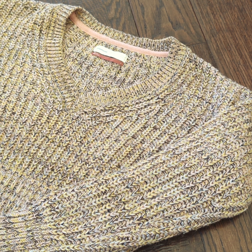 ANTHRO I Marika Space Dyed Marled V-Neck Sweater by Pilcro, S